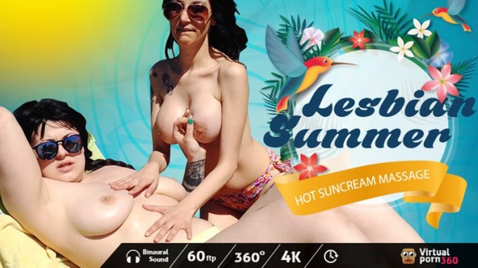 Lesbian Summer Hot Sunscreen Massage